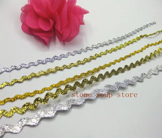 

30M Gold/Silver Wavy Lace Fabric Ribbon Cluny Webbing Garments Hair Decor Cannetille Stiching Tape Trimming Diy Accessorie