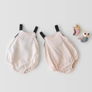 

2019 Babys Girls Bow Romper Cotton Summer Babys Jumpsuit 0-3t