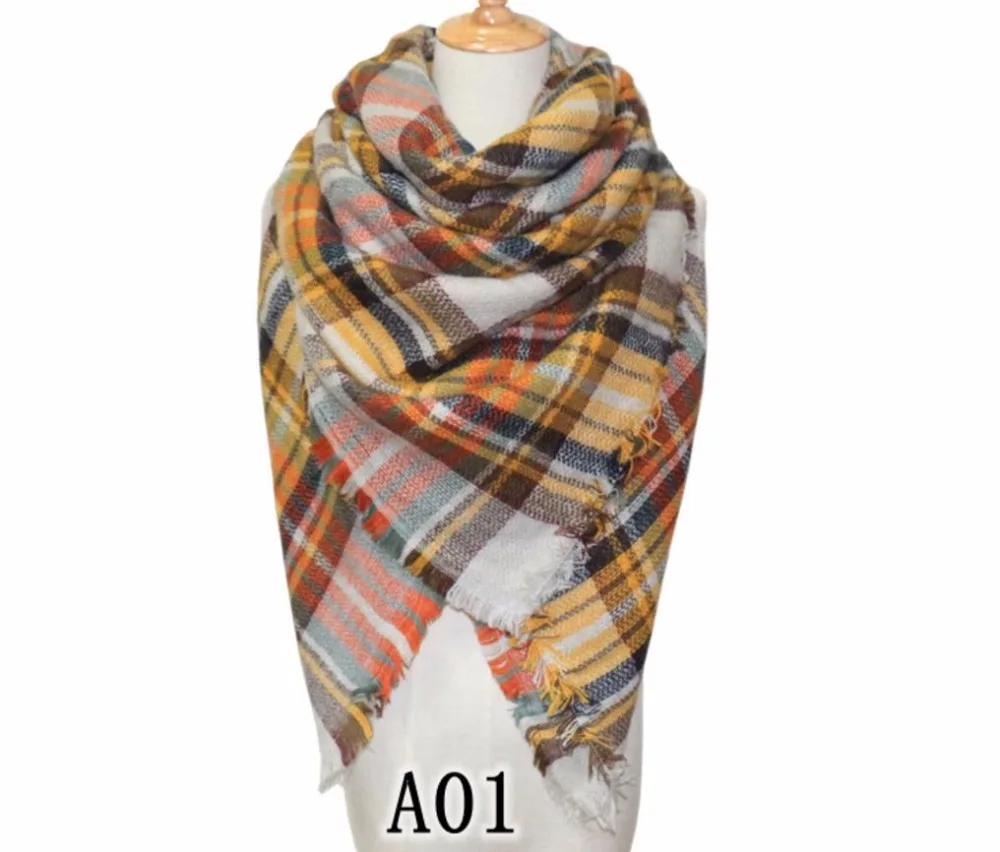 240pcs/lot winter warm Plaid Cashmere like blanket Scarf shawl pashmina