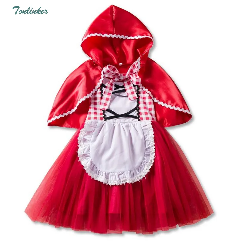 Костюмы на Хэллоуин для девочек; платье-пачка принцессы с красной шапочкой и накидка для детей; маскарадный костюм на Рождество; Vestido От 1 до 6 лет