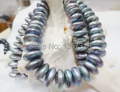 

bjc 000370 HUGE 18"14MM NATURAL SOUTH SEA GENUINE PLATINUM GRAY BLUE COIN PEARL NECKLACE