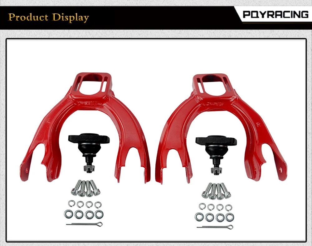 PQY-регулируемый(L& R) передний верхний рычаг управления Развал Комплект для HONDA CIVIC EG 92-95 красный передний верхний развал рычаг комплект PQY9872R