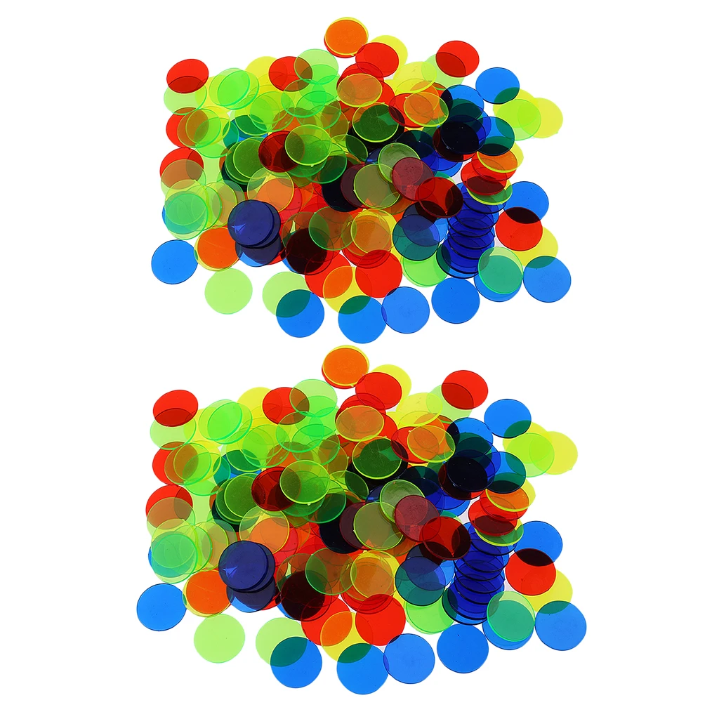 Perfeclan 200pcs Transparent Color Counting Bingo Chips Markers for Preschool Classroom Math Activities Learning Supplies 
