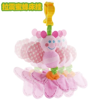 

Candice guo! New arrival baby toy cute smiling pink bee bed hang bed bell pull & shake princess girl loves most gift 1pc