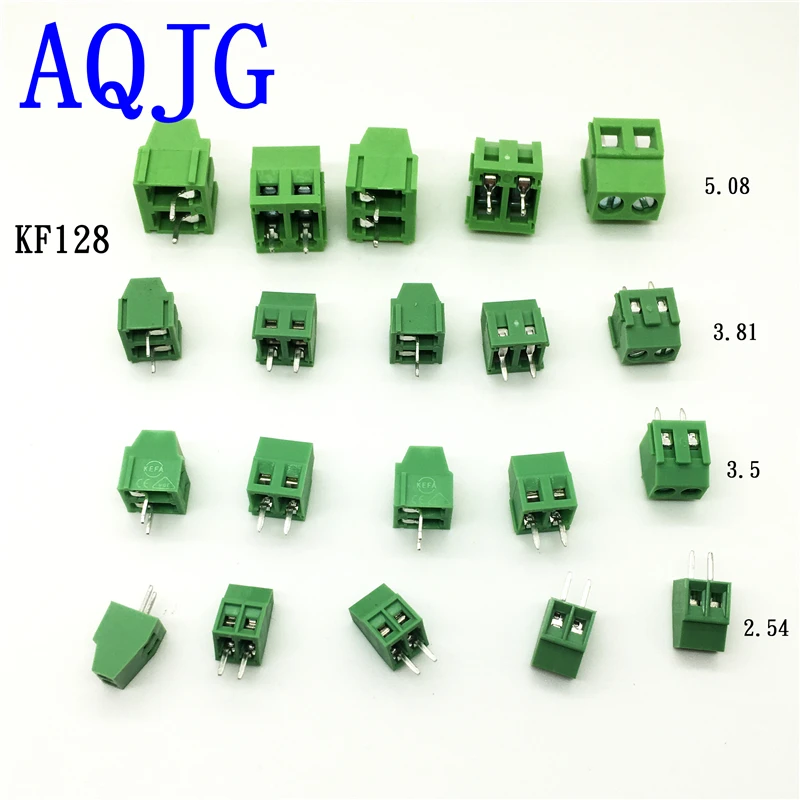 

50PCS 2.54MM 3.5mm 3.81mm 5.0mm PCB Universal Screw Terminal Blocks Connector 2p/3pin Poles KF128 Straight Pin Copper AQJG