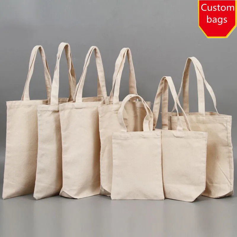 Wholesale 500pcs/lot Customized Logo 12oz Cheap tote Cotton canvas bag ...