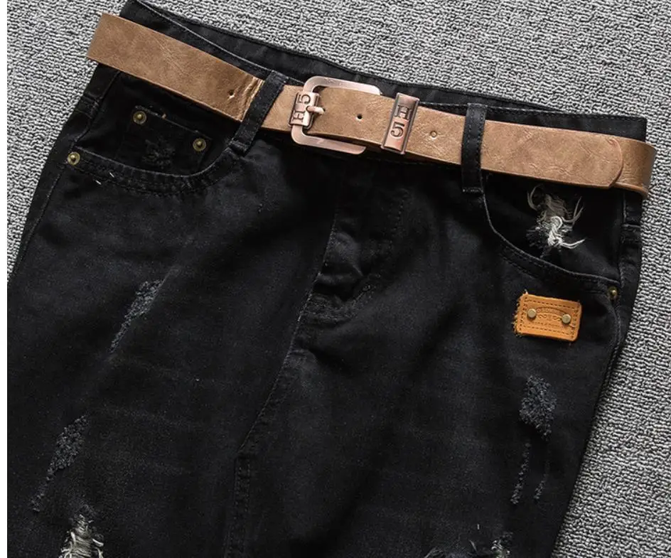 Женская джинсовая юбка размера плюс 5XL с высокой талией, Весенняя и летняя облегающая черная джинсовая юбка с дырками