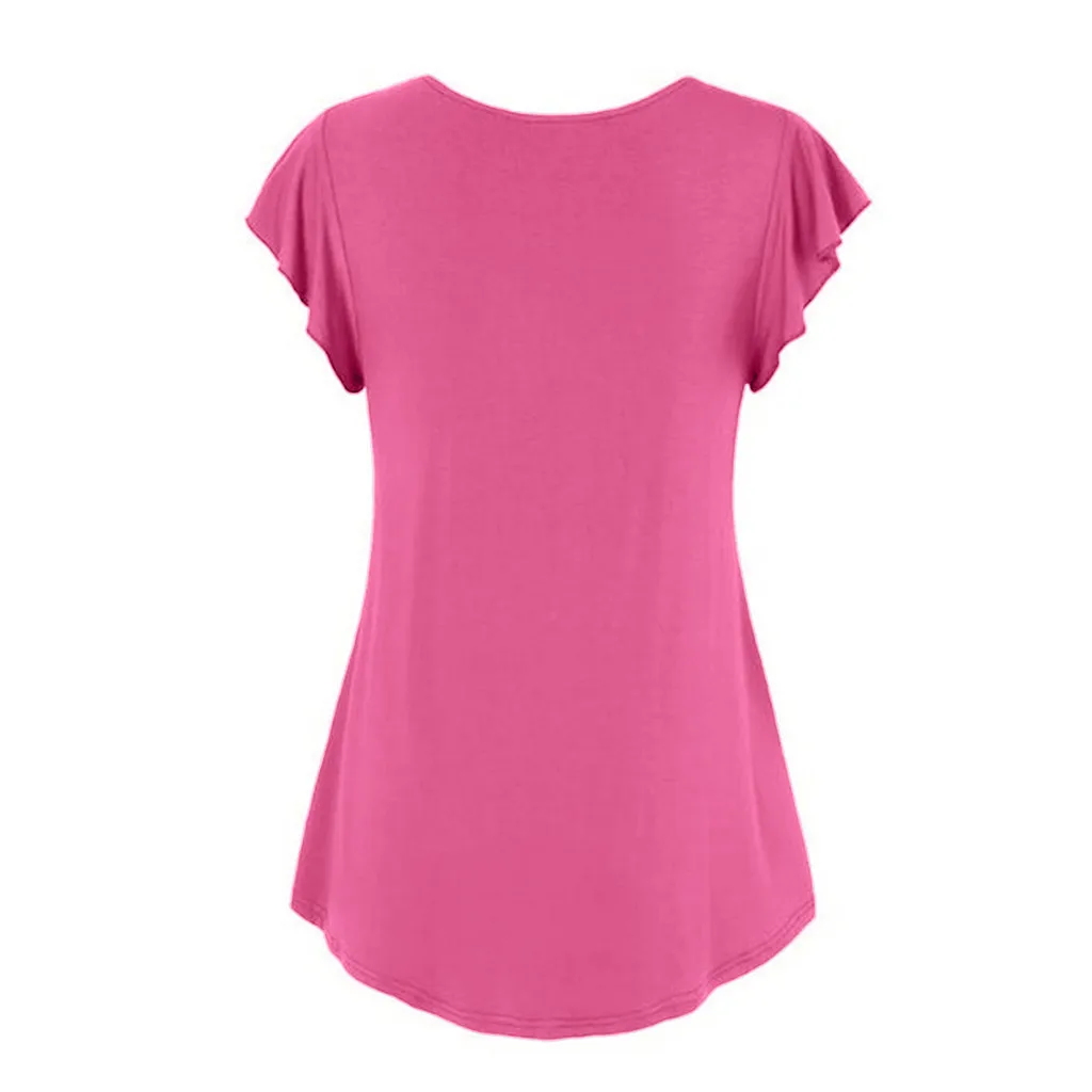 SAGACE Женская мода женская футболка Повседневная Летняя Сексуальная одноцветная с v-образным вырезом с коротким рукавом Женская хлопчатобумажная рубашка размера плюс 6XL рубашка