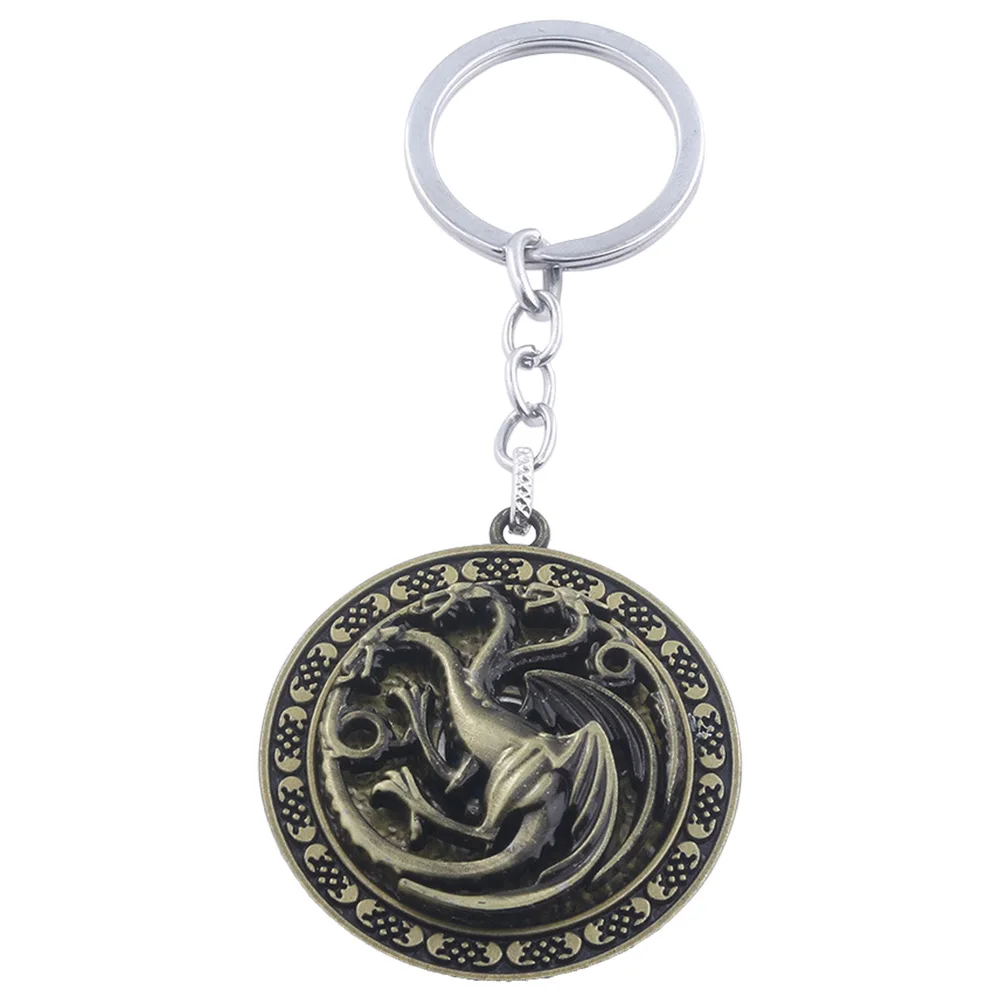 

Game of Thrones Keychain Rotatable Badge Key Chains House Stark of Winterfell Pendant Pendant Accessories