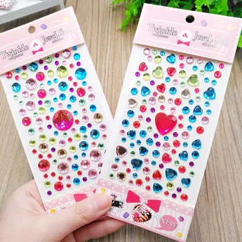 Heart-shaped diamond crystal stickers DIY handwork accessories decorative rhinestone sticker kindergarten kids girls toys gift 1