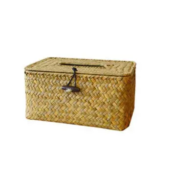 

Bathroom Accessory Tissue Box, Algae Rattan Manual Woven Toilet Living Room Creativity Tissue Box, Napkins Tissue Box Holder C