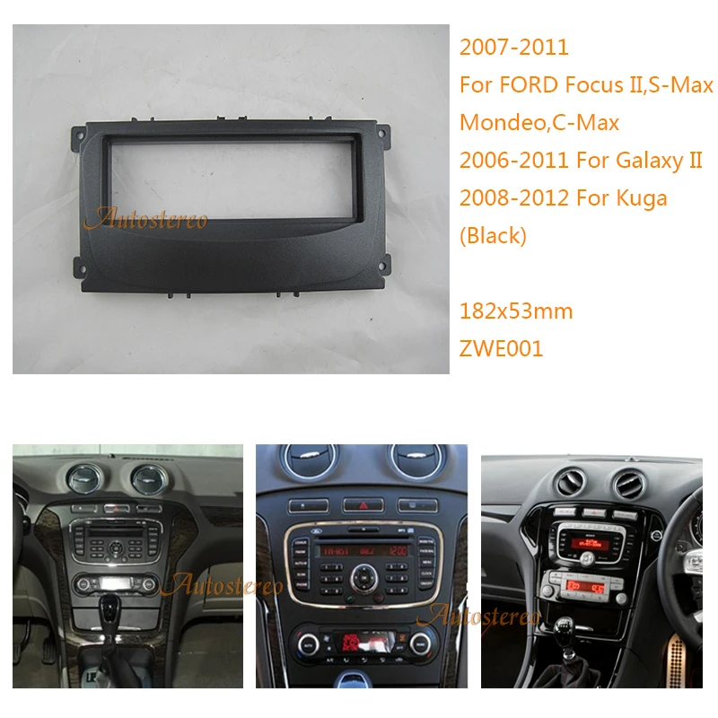 Две панели dinCar fascia facia для FORD Focus II, Mondeo, S-Max, C-Max, Galaxy II, Kuga(черный) установочные комплекты объемного звучания 08-001