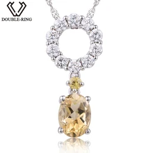 DOUBLE-R 1.2 ct натуральный цитрин кулон женский стерлингового серебра 925 Цепочки и ожерелья классический мать подарок настоящее женские ювелирные изделия Индивидуальные