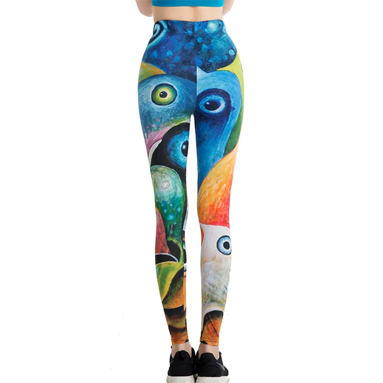 Cartoon Print Sport Leggings Yoga Pants Push Up 3d Graffiti Women Fitness Sports Tights High Waist Workout Yoga Leggings UMLIFE (12)