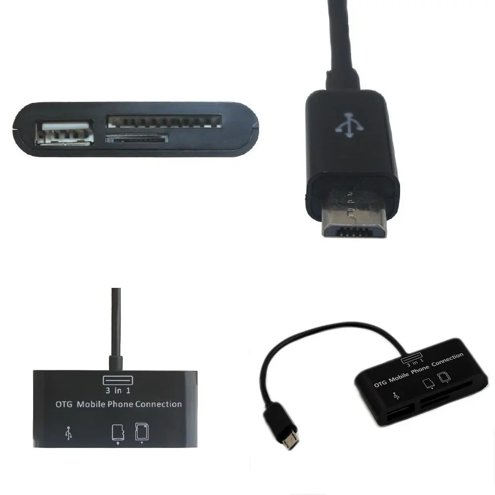 Горячий комплект подключения USB концентратор SD Micro-SD кардридер адаптер для OTG мобильного телефона
