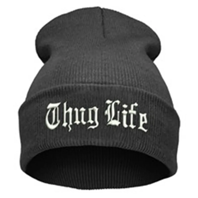 THUG LIFE черная шапочка с буквенным принтом унисекс модные хип-хоп мужские шапки вязаные шапки для женщин Skullies Gorros Bonnets