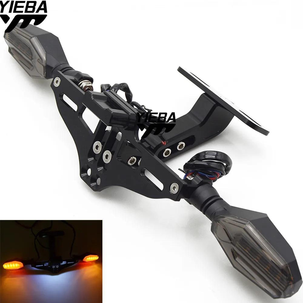 Universal Motorcycle License Plate Bracket Holder LED Light FOR ... Universal Motorcycle License Plate Bracket Holder LED Light FOR ...