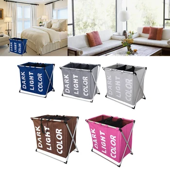 

FOLDING LAUNDRY HAMPER CLOTHES NEWSPAPER BASKET TOYS BIN ORGANISER BOX CASE - 64 x 38 x 58cm