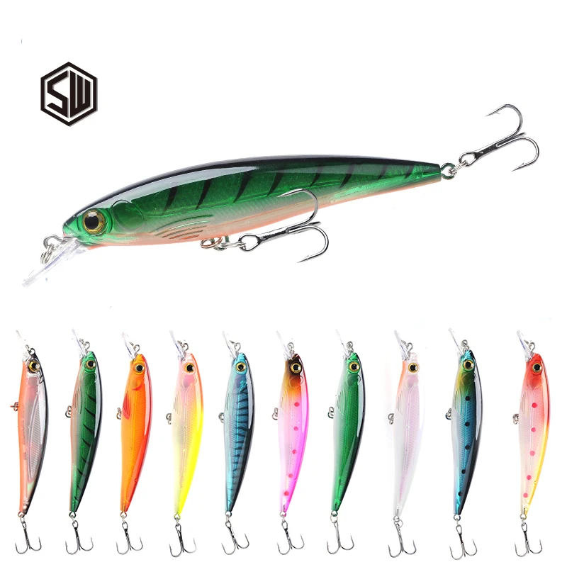 SW Minnow Fishing Lures hard artificial bait 3D Eyes topwater Floating Laser | Спорт и развлечения