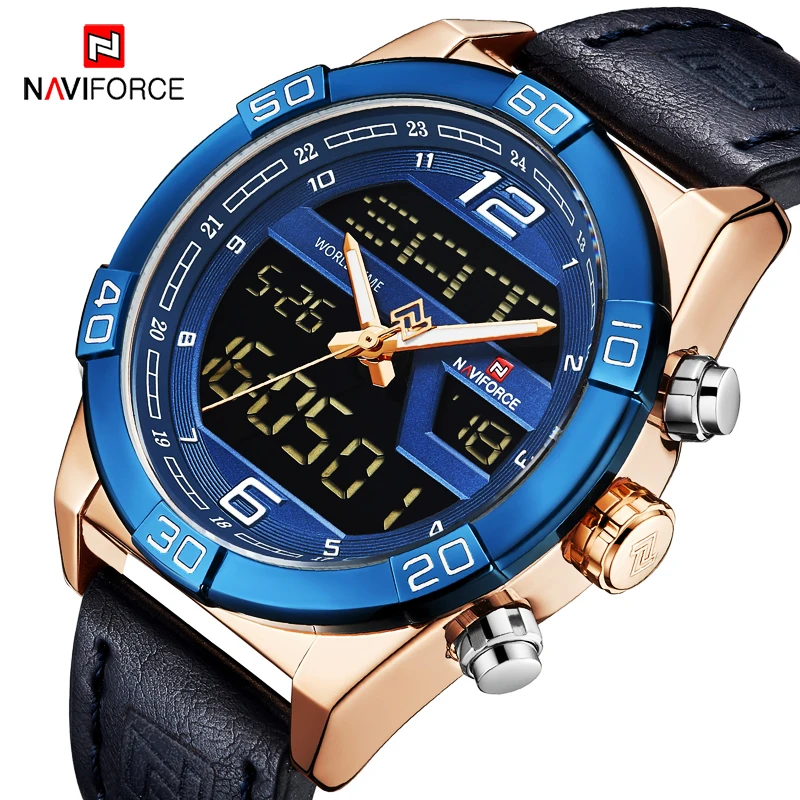 NAVIFORCE Модные мужские спортивные часы аналоговые цифровые водонепроницаемые