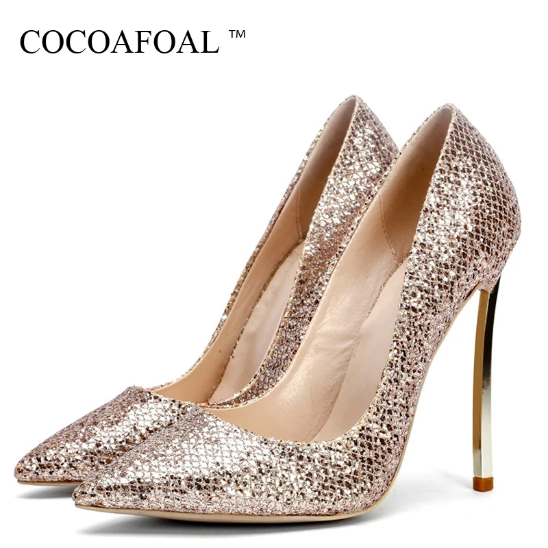 

COCOAFOAL Sexy Women's High Heels Shoes Silver Gold Plus Size 33 43 Woman Heel Shoes Pointed Toe Wedding Party Pumps Stiletto