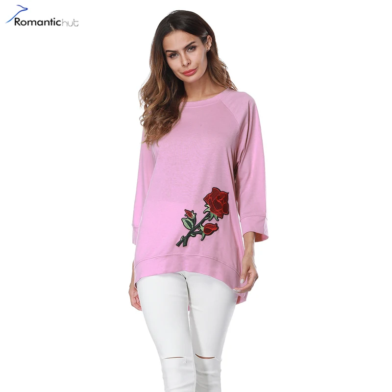 Romantichut нерегулярные модные толстовки с капюшоном кофты три четверти рукавом розы