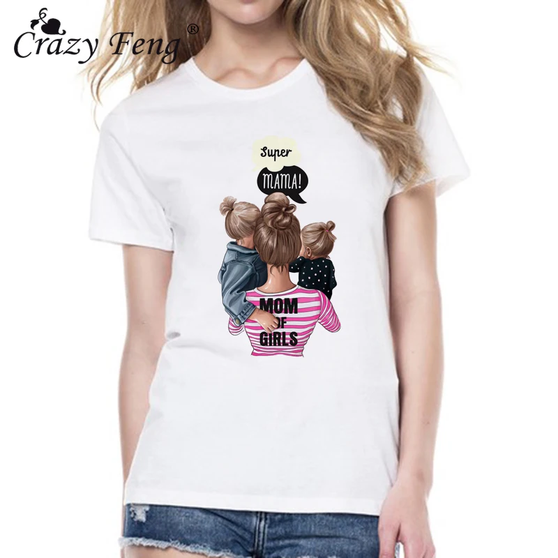 

Mother's Love Female T-shirt Mom and Duaghter Print T Shirt Women 2019 Vogue T Shirt Tops Streetwear White T-shirt Harajuku Tops