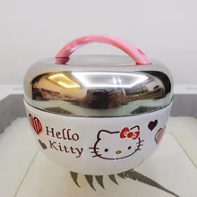 Life83 hallo kitty doppelschichten apple stil edelstahl isolierten bento lunchbox thermos frischhaltedose lunchbox