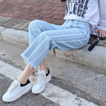 

Light Blue Loose Summer Jeans Women 2019 Fashion Big Size Elastic Waist Denim Pants Casual Washed Pants Jeans Femme