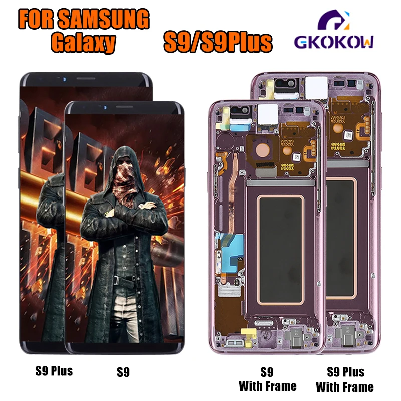 

ORIGINAL SUPER AMOLED Replacement for SAMSUNG Galaxy S9 LCD Touch Screen Digitizer with Frame S9 Plus LCD G960 G965 with Frame