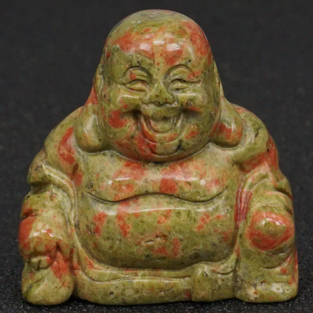 

1.4" Natural Unakite Maitreya Buddha Stone carved Figurine Crafts Lucky Chakra Healing Reiki