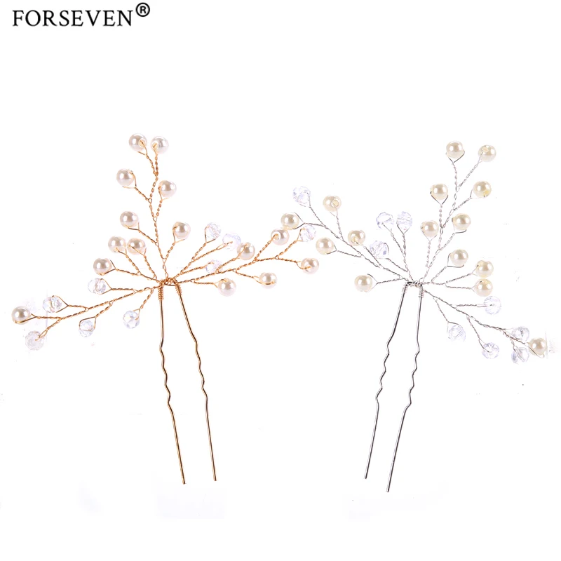 

2 pcs The New Trendy Handmade Fashion Pearl Crystal Hair Jewelry Hair pins Women Bride Wedding Hair Accessories Free shipping