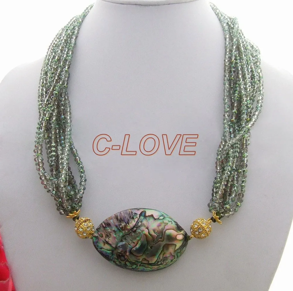 

10 strands Abalone Shell&Crystal Necklace