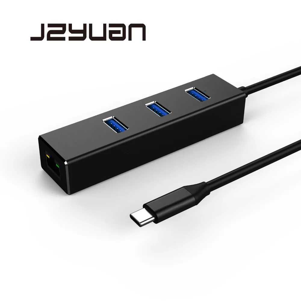 JZYuan USB C сетевой адаптер Ethernet концентратор к RJ45 LAN с 3 портами 0 для ноутбука Macbook