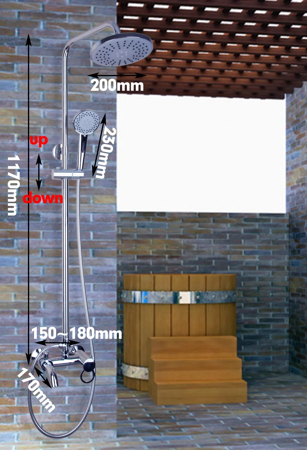 New Shower Set Mixer Tap Polished Chrome Wall Mounted Cold&Hot Tap With Slide Bar Bathroom