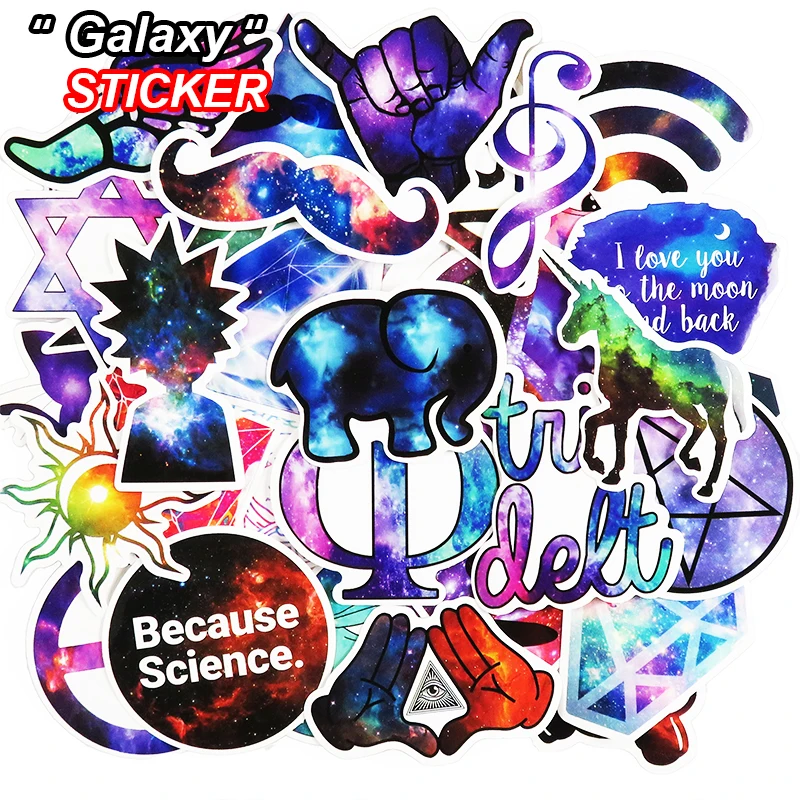 

Hot Sale 50 Pcs Galaxy Stickers Mixed Funny Cartoon Jdm Doodle Decals Luggage Laptop Car Styling Bike DIY Waterproof Sticker