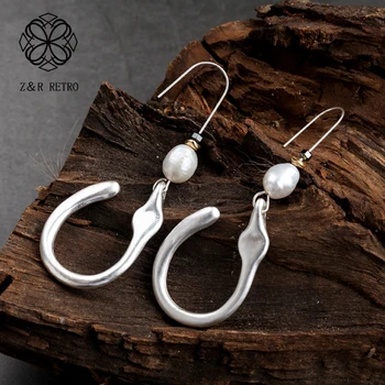 

Hollow Hook Earrings Fashion Silver Color Eardrop Jewelry For Women Trendy Pendientes With White Bead Suspension Ear Decoration