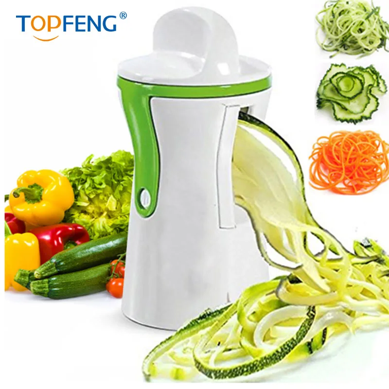 

TOPFENG vegetable slicer spiralizer Grater cutter Handheld Compact Veggie Spiral Slicer