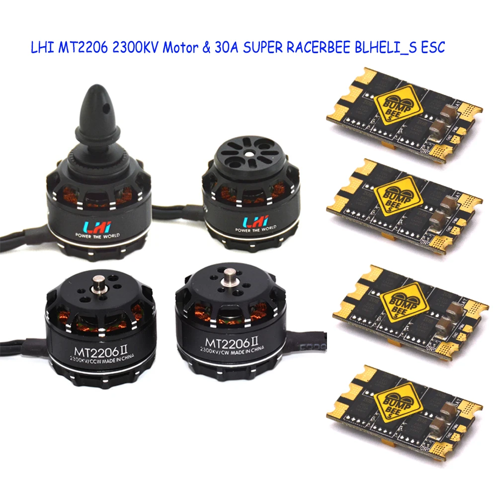 

LHI FPV 4x MT2206 2300kv CW CCW FPV Brushless Motor (2-4S)+4 PCS 4 pcs 30A SUPER RACERBEE BLHELI_S (MUILTSHOT) Esc