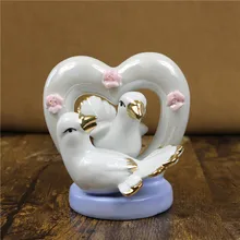 Фарфоровая Молодожены птица миниатюрный Керамика медовый месяц голубь любителей статуя Home Decor Craft Подарок Украшение Аксессуары