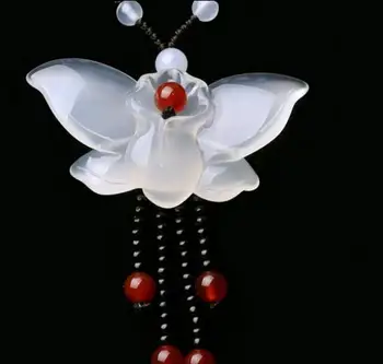 

butterfly sweater chain butterfly flower jadeite necklace couple pendant