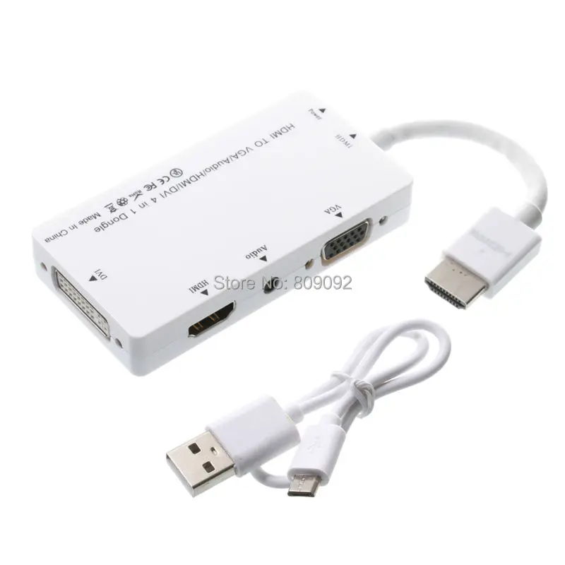 1080P 4 in 1 HDMI Male to VGA HDMI DVI Female with Audio USB Adapter Cable