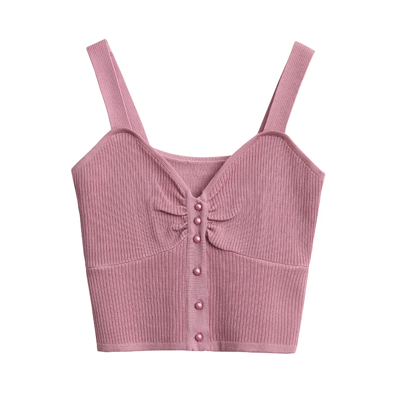 

Summer Women Fashion Knitting V-neck Tank Crop Tops Female Knitted Camisole Sleeveless Cropped Short T shirts for Girls