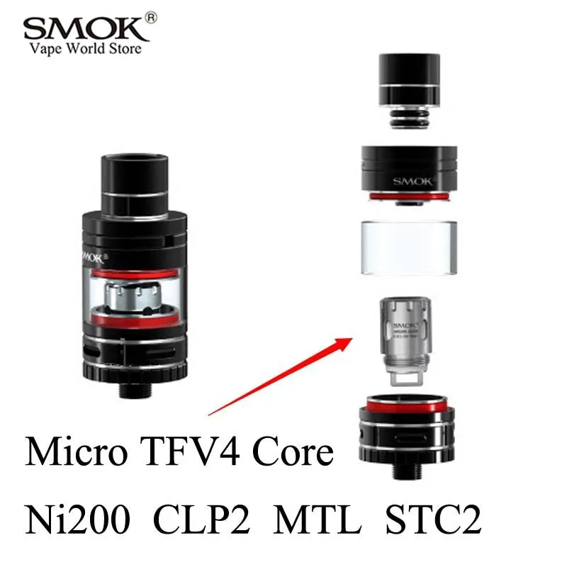

Electronic Cigarette SMOK Micro TFV4 Core CLP2 NI200 STC2 Atomizer Coil for R80/R40/NANO ONE/Micro One/XCUBE Mini Kit S036