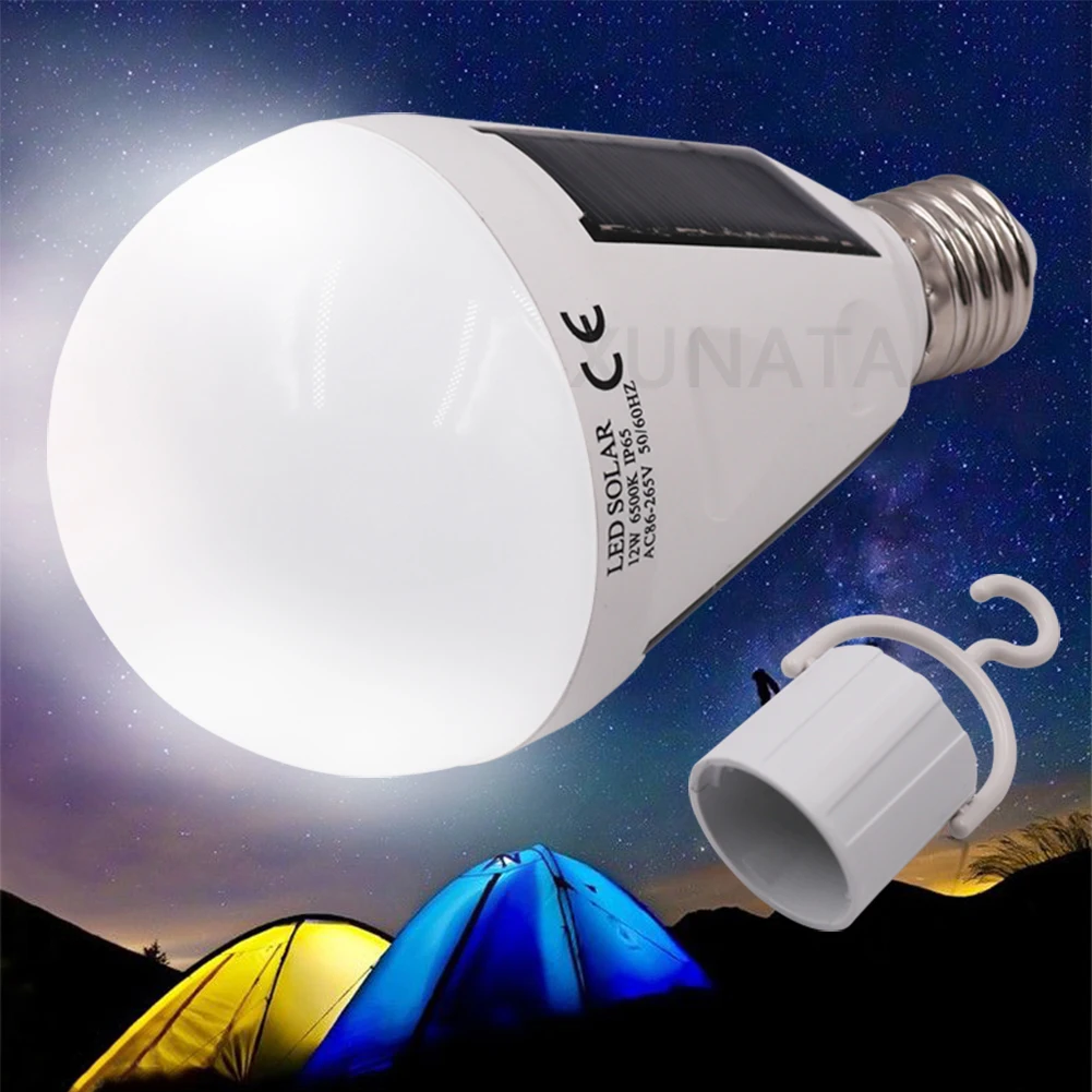 

7W 12W Rechargeable Emergency Solar lamp Portable 18650 Charger LED Bulb E27 110V 220V Waterproof Camp Tent Fishing Travel light