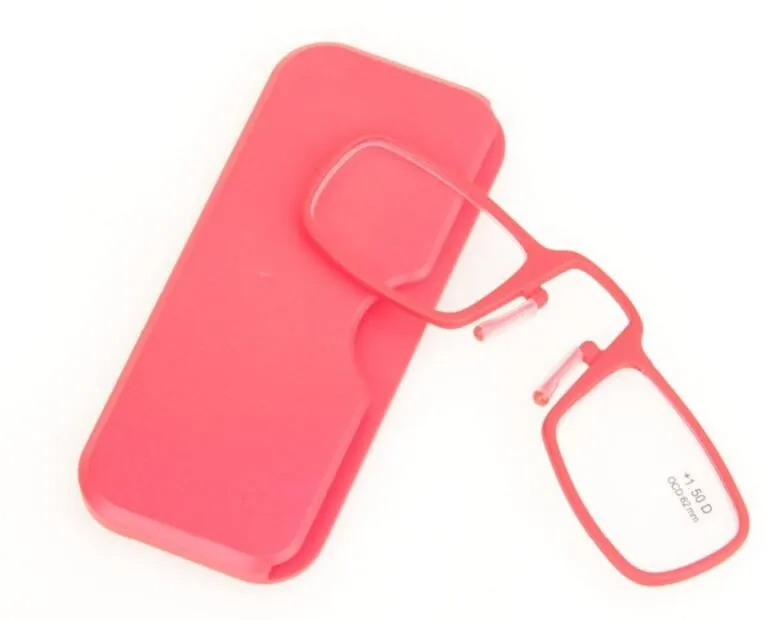 WEARKAPER зажим для носа портативные SOS очки для чтения с подставкой для телефона чехол для очков мини кошелек пензес оптика - Цвет оправы: Красный