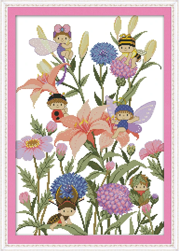 

Bee elves Counted Cross Stitch 11CT Printed 14CT DMC Cross Stitch Set DIY Chinese Cotton Cross-stitch Kits Embroidery Needlework