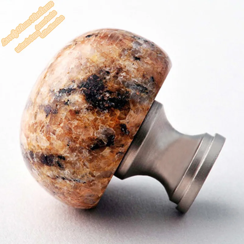 Final Sale Wardrobe Handle,32mm Gold Granite and Brass Knob Cupboard Knobs, Half Ball