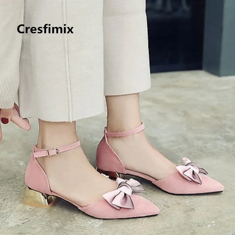

Cresfimix women fashion spring & summer pink flock high heel pumps lady casual black bow tie shoes femmes hauts talons a3707