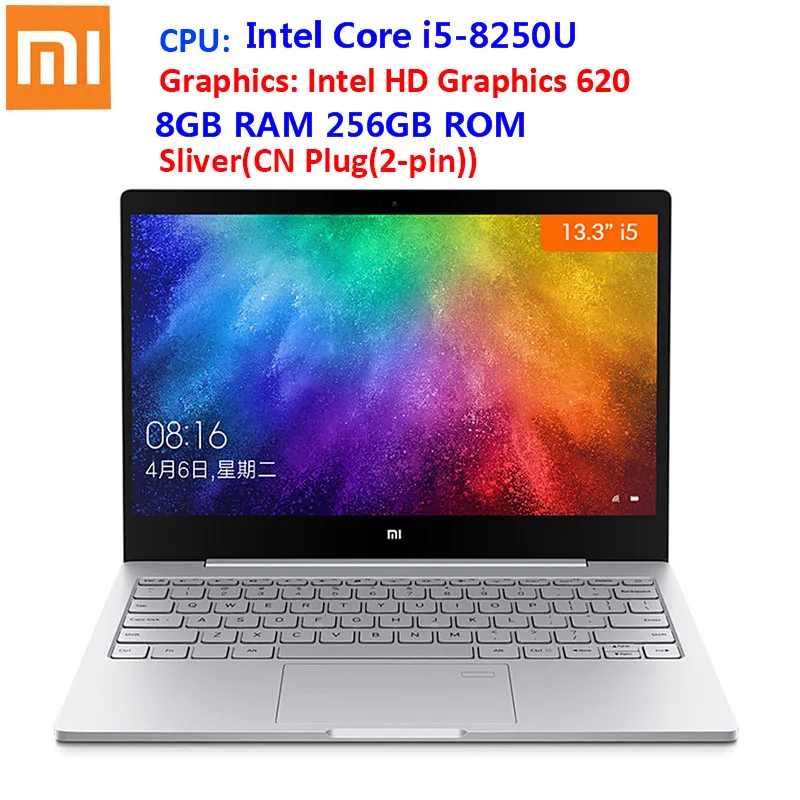 Xiaomi Mi ноутбук Air 13,3 Windows 10 Intel Core i7-8550U четырехъядерный 2,5 ГГц 8 Гб 256 ГБ датчик отпечатков пальцев двойной WiFi type-C - Цвет: Sliver i5 8gb 256gb